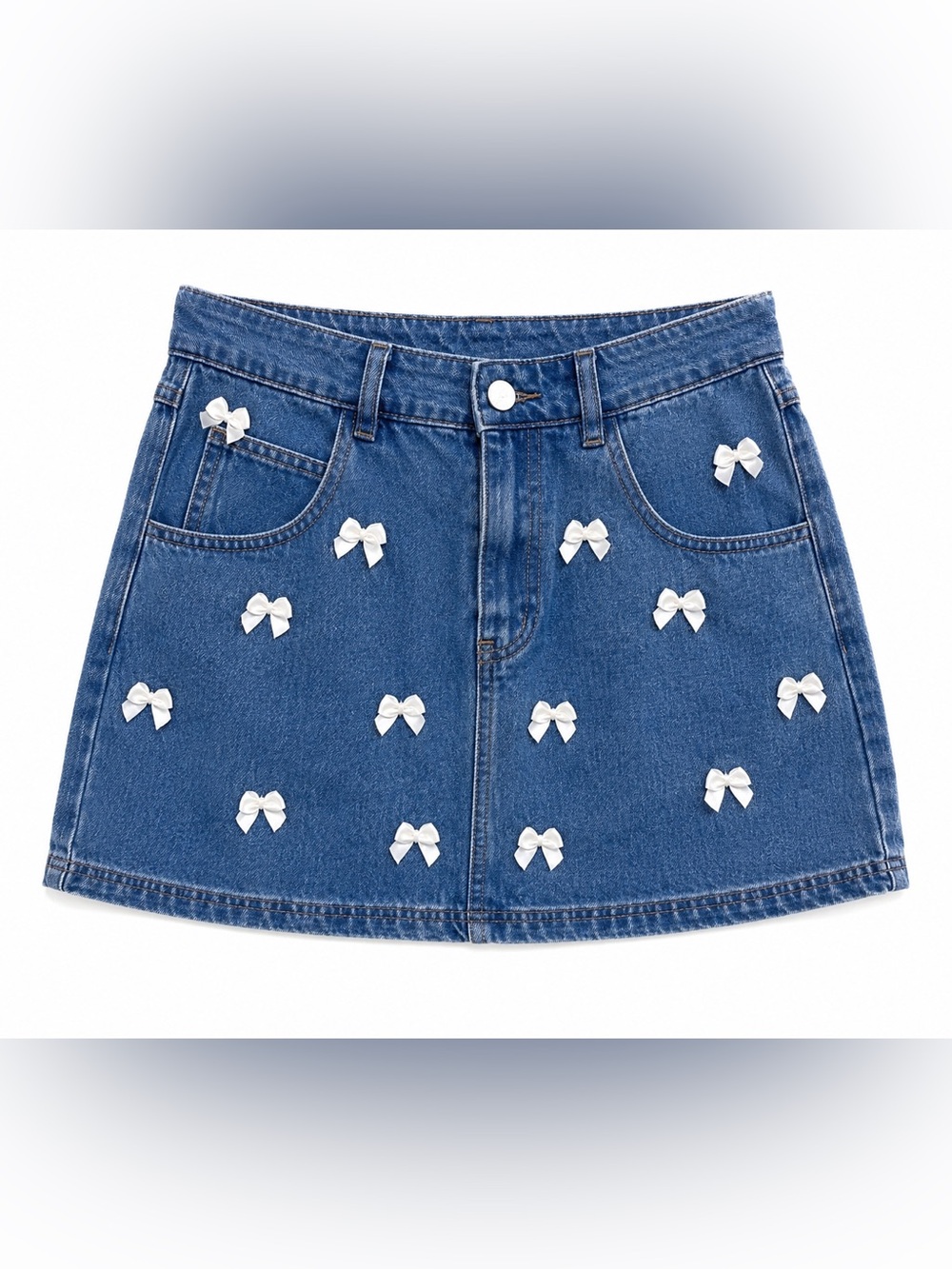 MABLE Women's Jean Skirt with Bow Accents🤍 Costal Cowgirl Cottagecore